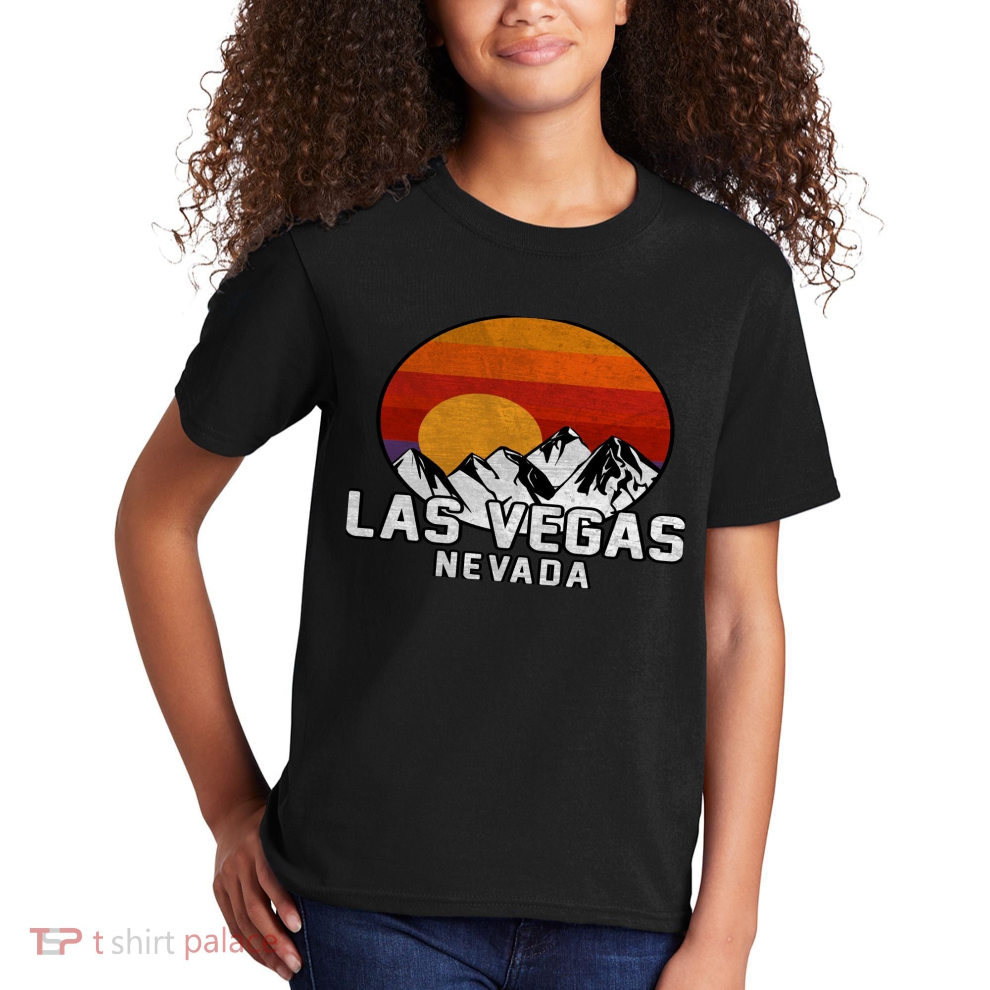 Las Vegas Nevada Retro Mountain Sunset Kids T-Shirt
