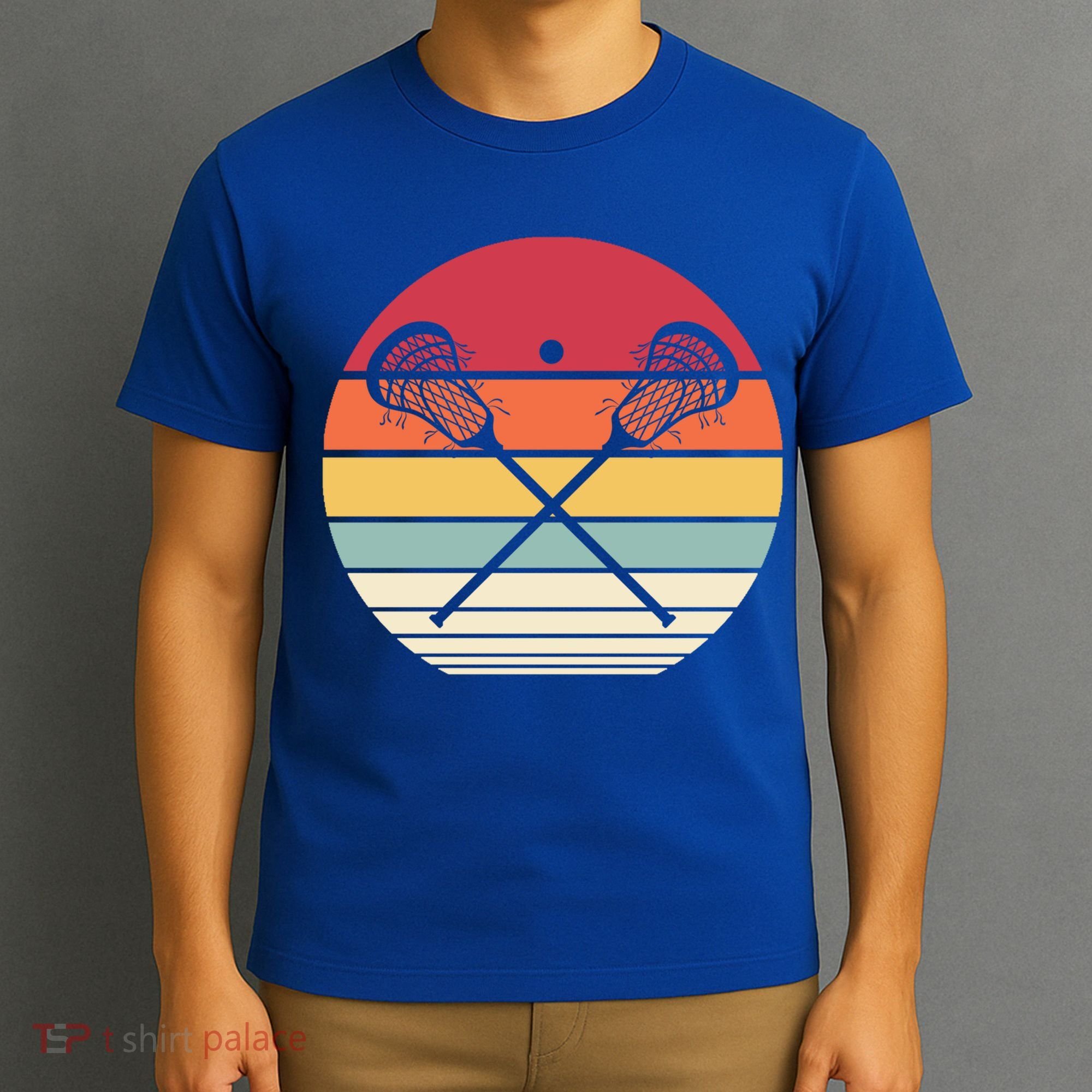 Lacrosse Vintage Retro Lacrosse Stick Sun Gift T-Shirt