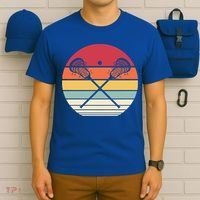 Lacrosse Vintage Retro Lacrosse Stick Sun Gift T-Shirt thumb 6