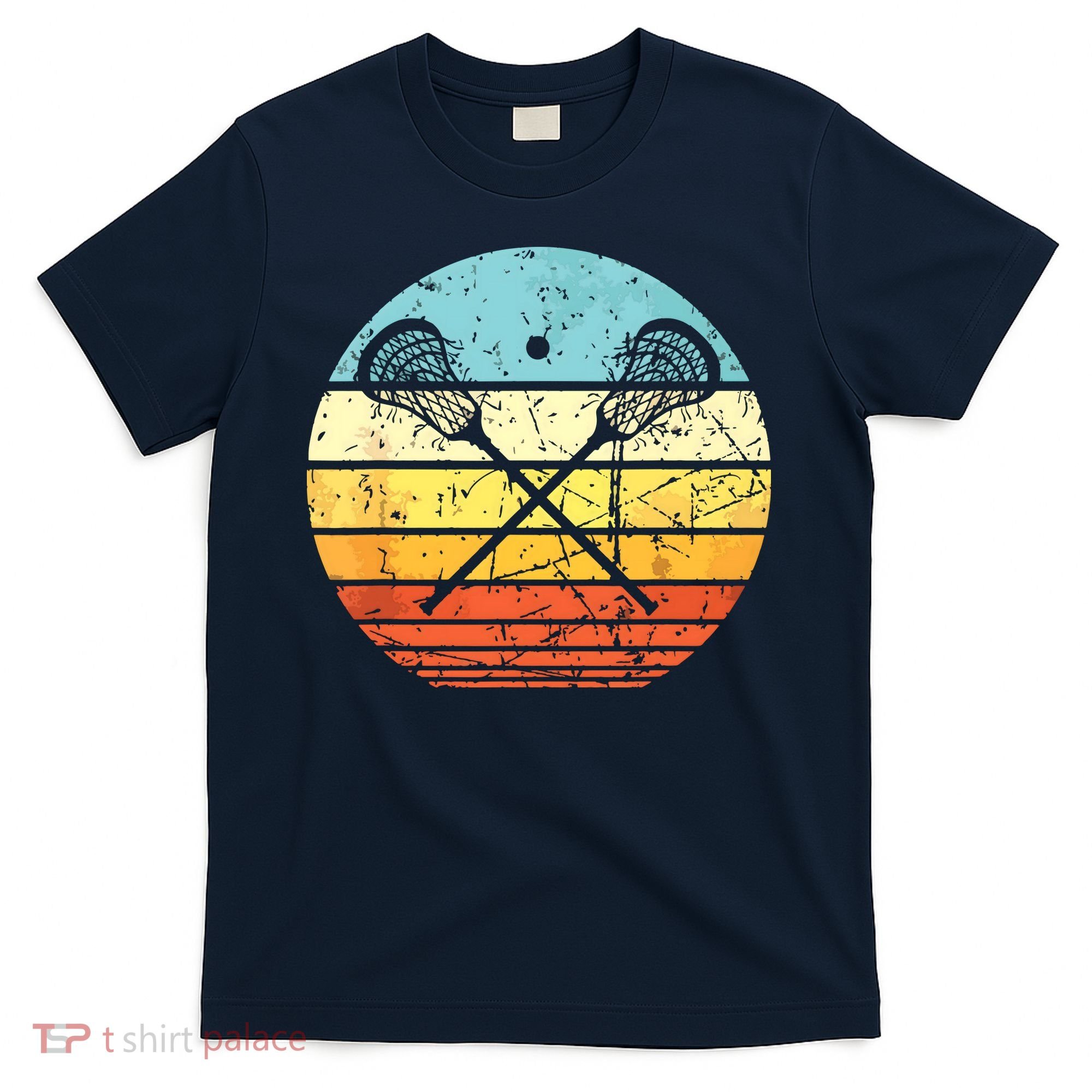 Lacrosse Vintage Retro Lacrosse Stick Sun Gift T-Shirt