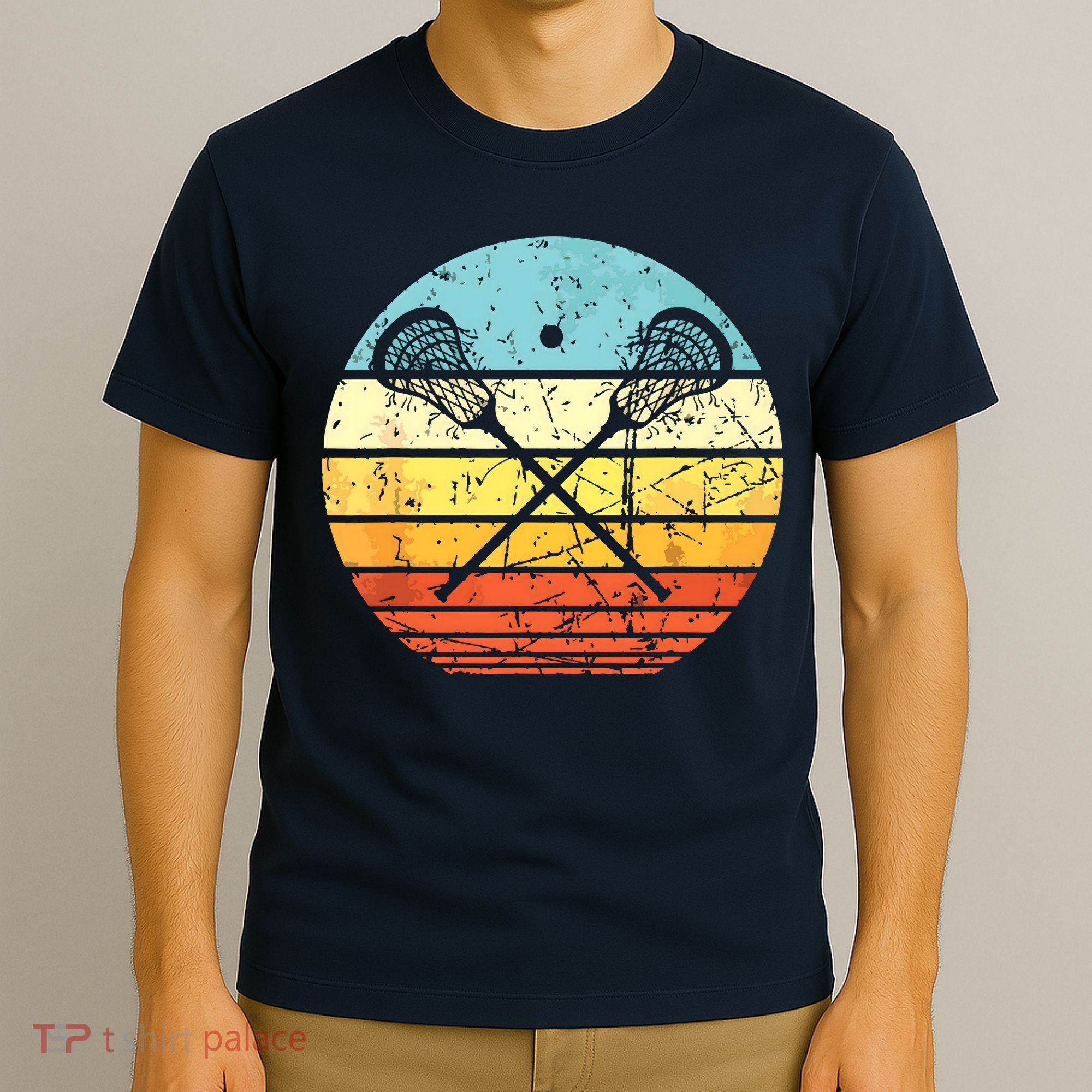 Lacrosse Vintage Retro Lacrosse Stick Sun Gift T-Shirt