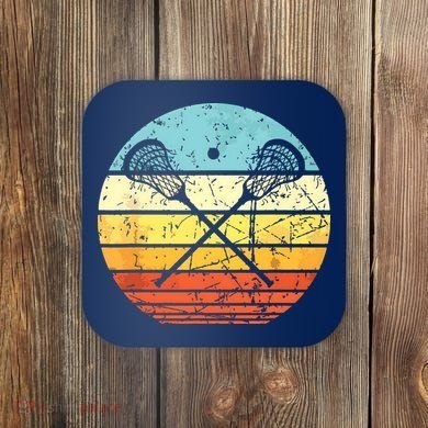 Lacrosse Vintage Retro Lacrosse Stick Sun Gift Coaster