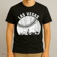 Las Vegas Skyline Baseball Fan Vintage Baseball Las Vegas T-Shirt thumb 3
