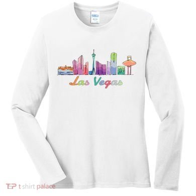 Las Vegas Skyline Aesthetic Design Classic Women's Long Sleeve Shirt
