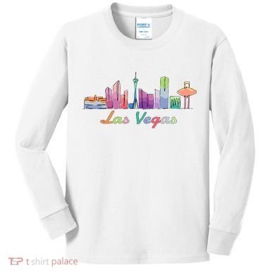 Las Vegas Skyline Aesthetic Design Classic Kids Long Sleeve Shirt