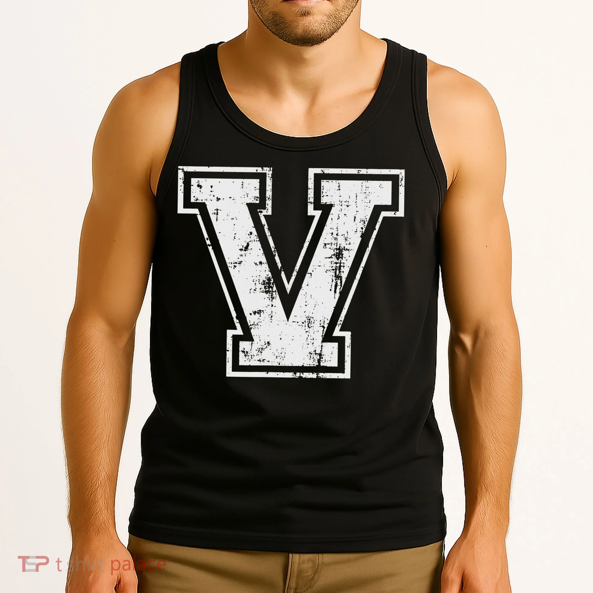 Letter V Uppercase Alphabet Initial School College Varsity Tank Top