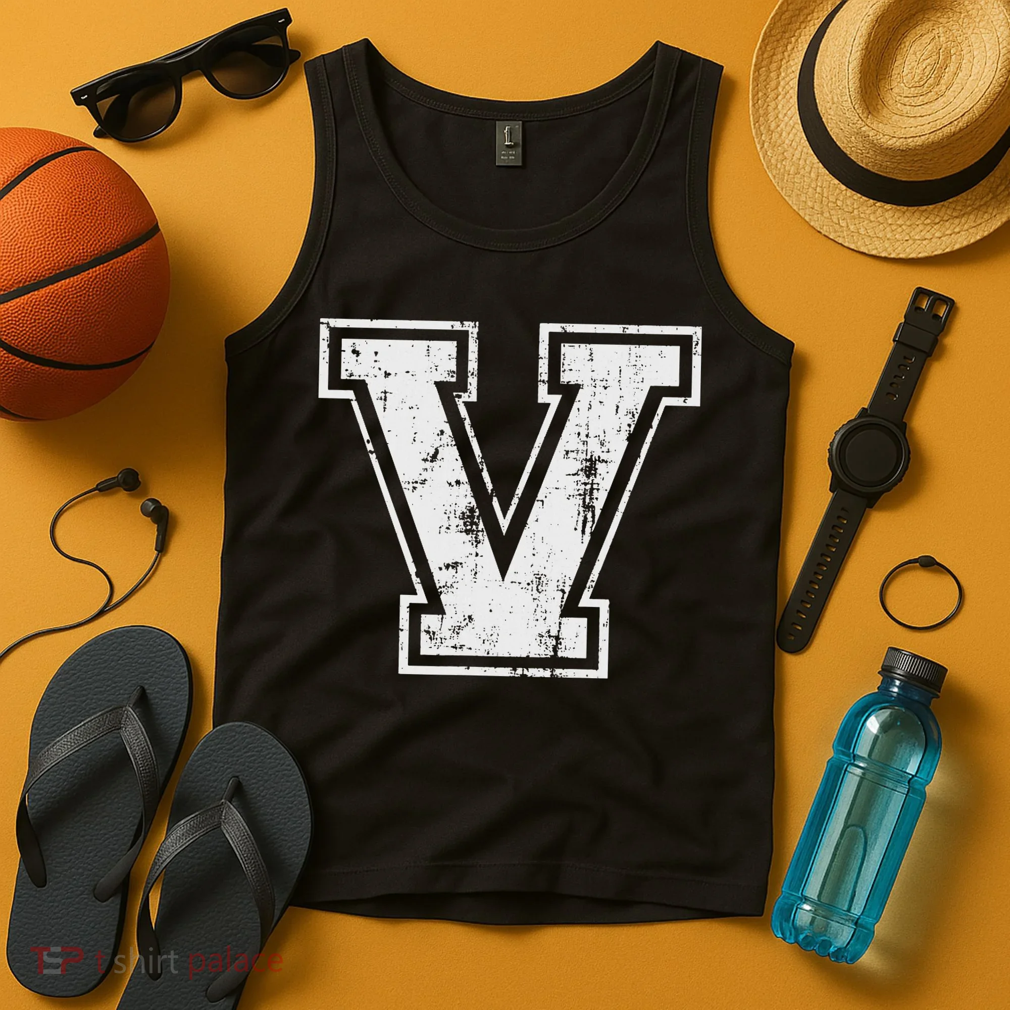 Letter V Uppercase Alphabet Initial School College Varsity Tank Top