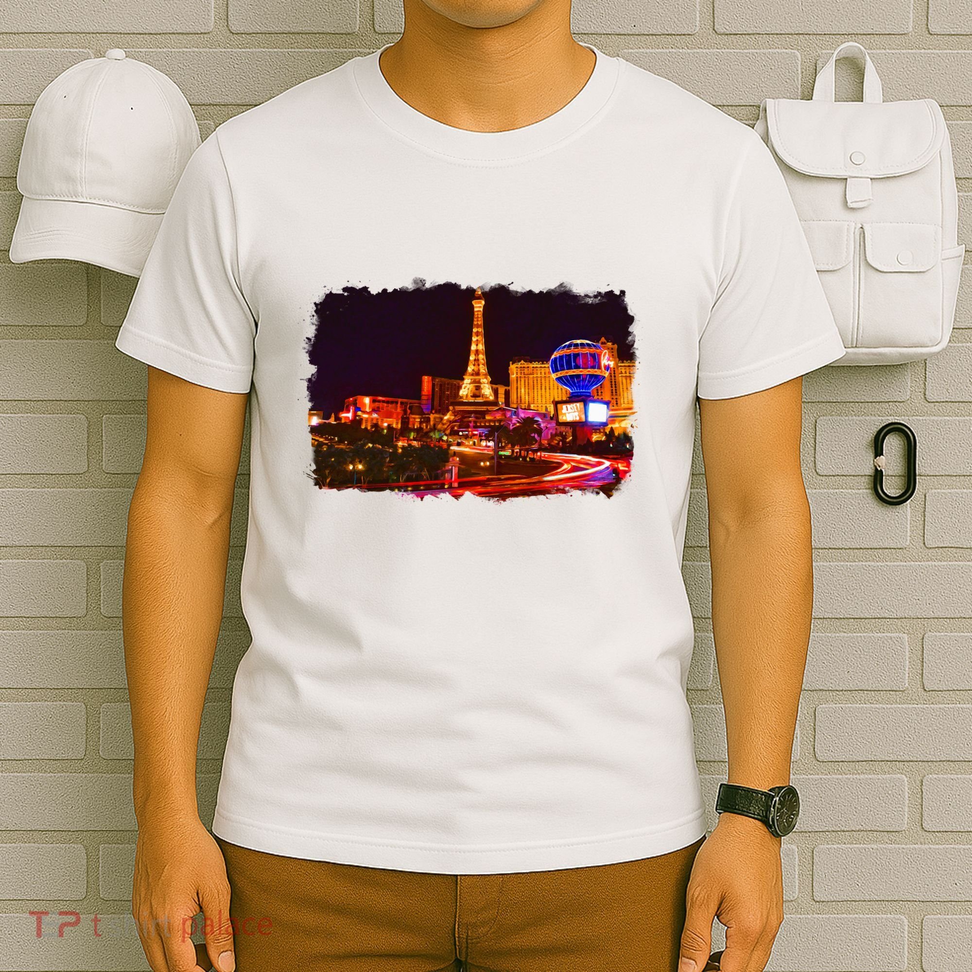 Las Vegas Usa Splash Watercolor Paris T-Shirt