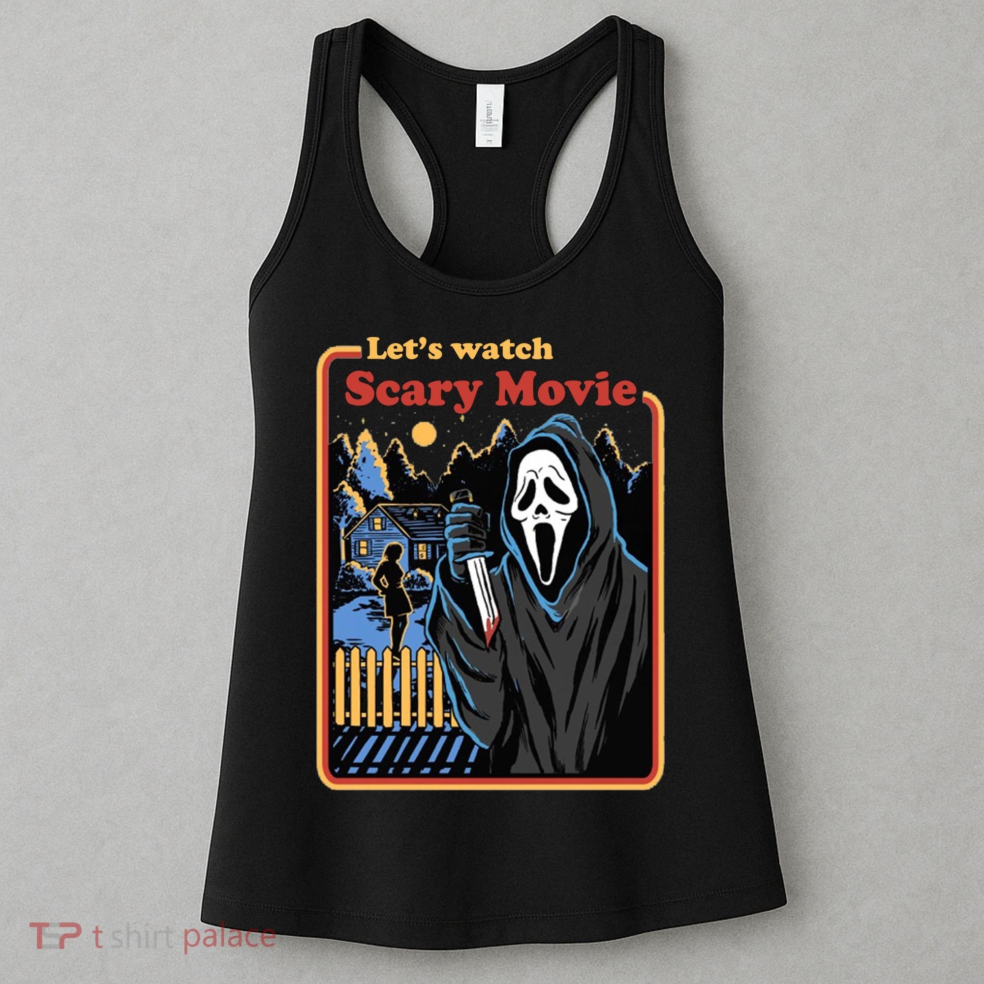 Let's Watch A Scary Movie Funny Halloween Women's Tank Top