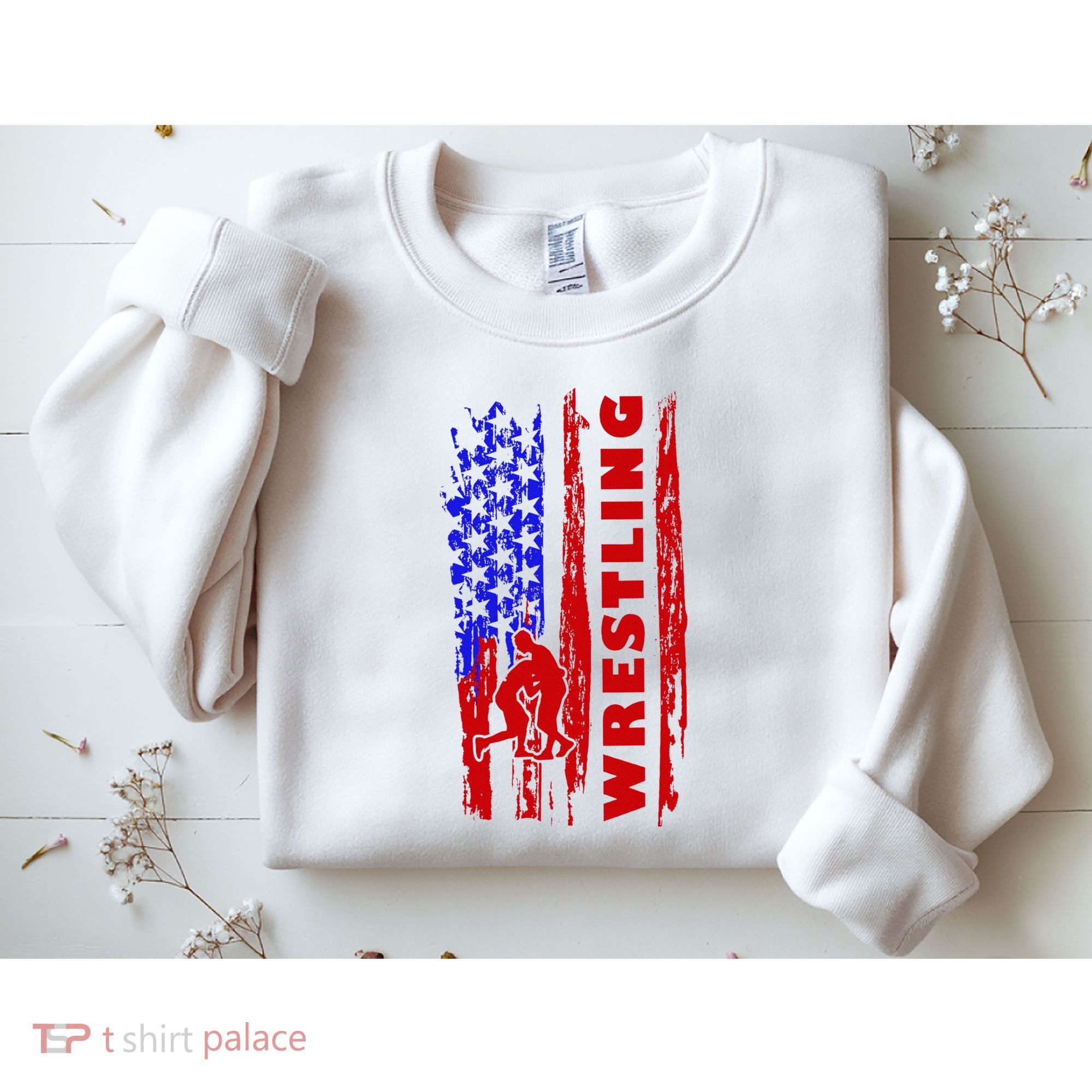 Love Wrestling American Flag Wrestling Coaches Sweatshirt