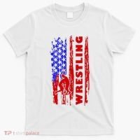 Love Wrestling American Flag Wrestling Coaches T-Shirt thumb 0