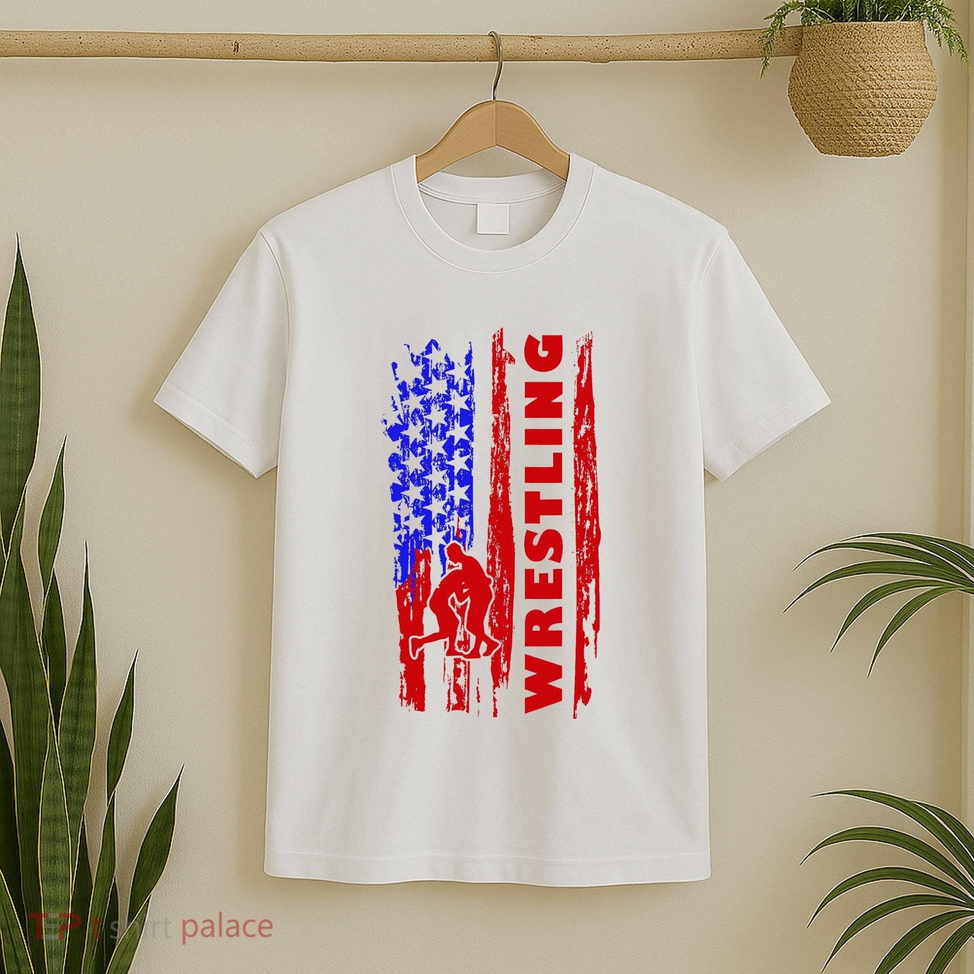 Love Wrestling American Flag Wrestling Coaches T-Shirt