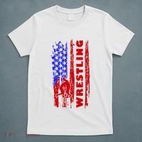 Love Wrestling American Flag Wrestling Coaches T-Shirt thumb 5