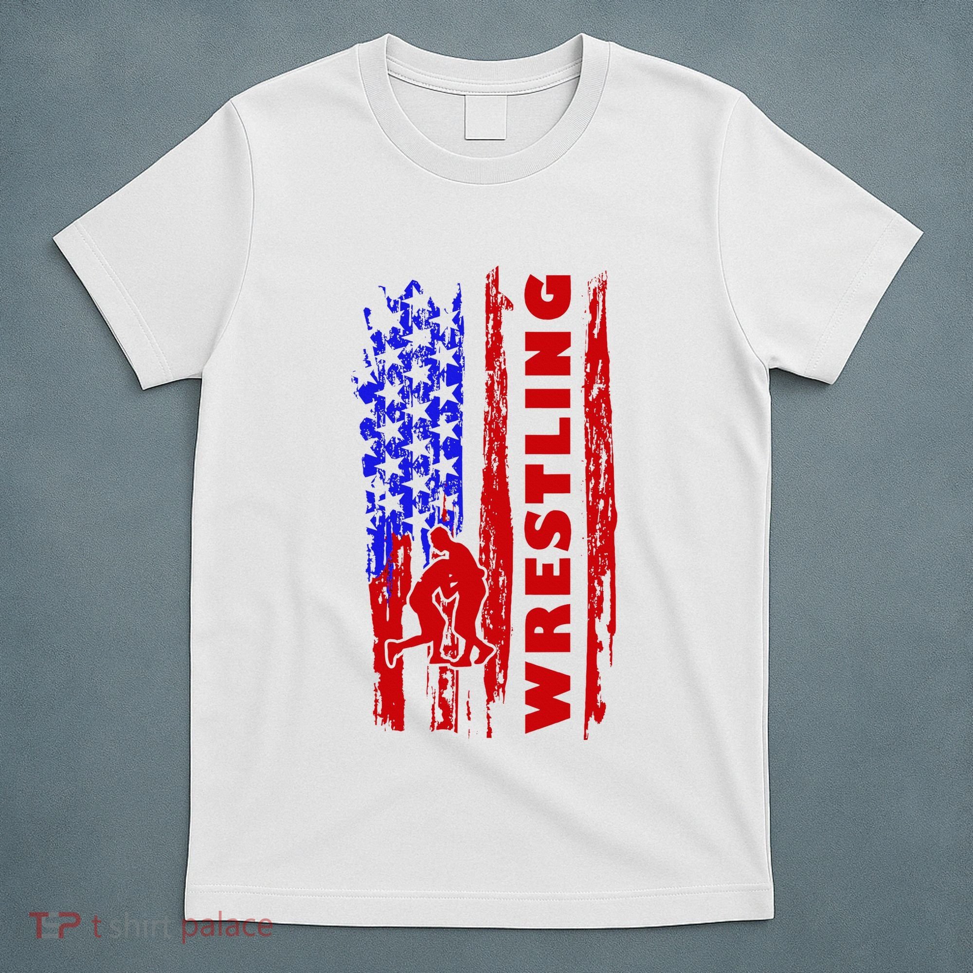 Love Wrestling American Flag Wrestling Coaches T-Shirt