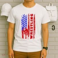 Love Wrestling American Flag Wrestling Coaches T-Shirt thumb 6