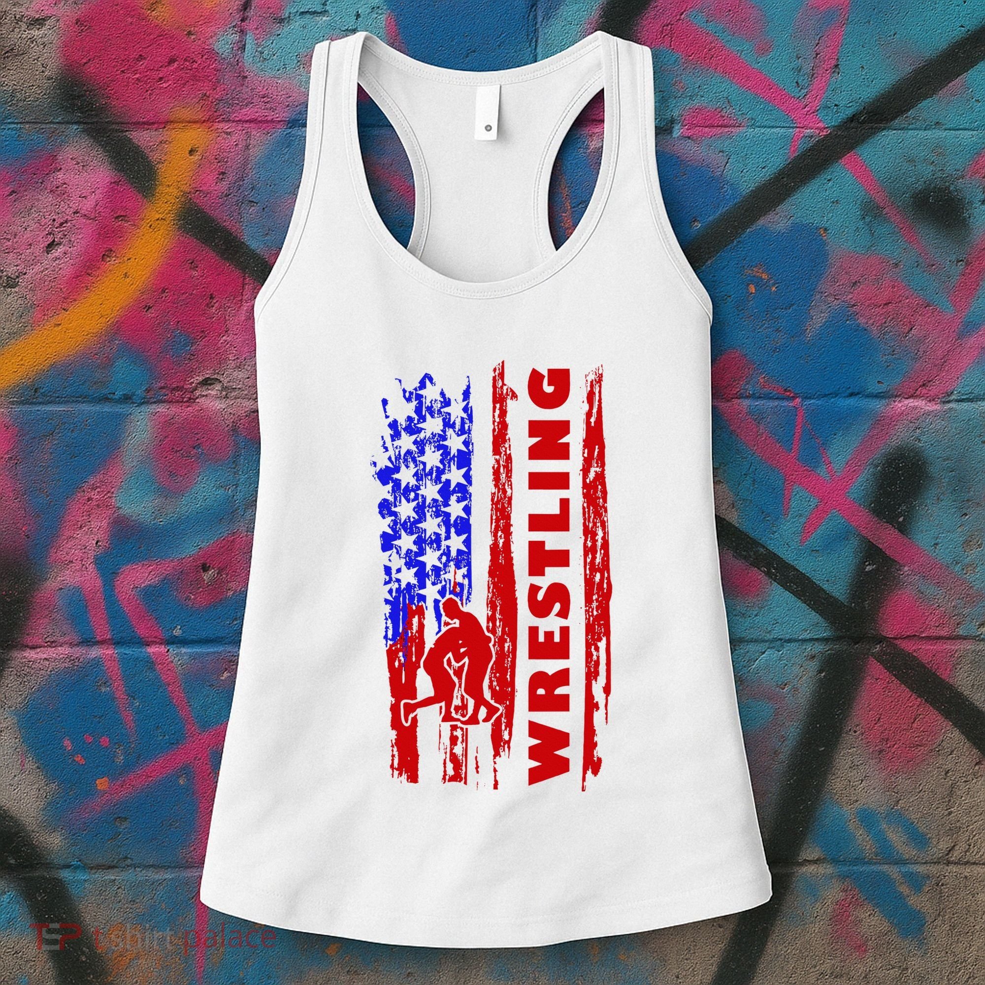 Love Wrestling American Flag Wrestling Coaches Women's Tank Top