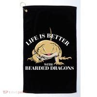 Life With Bearded Dragons Reptiles Lizard Gift Golf Towel thumb 0