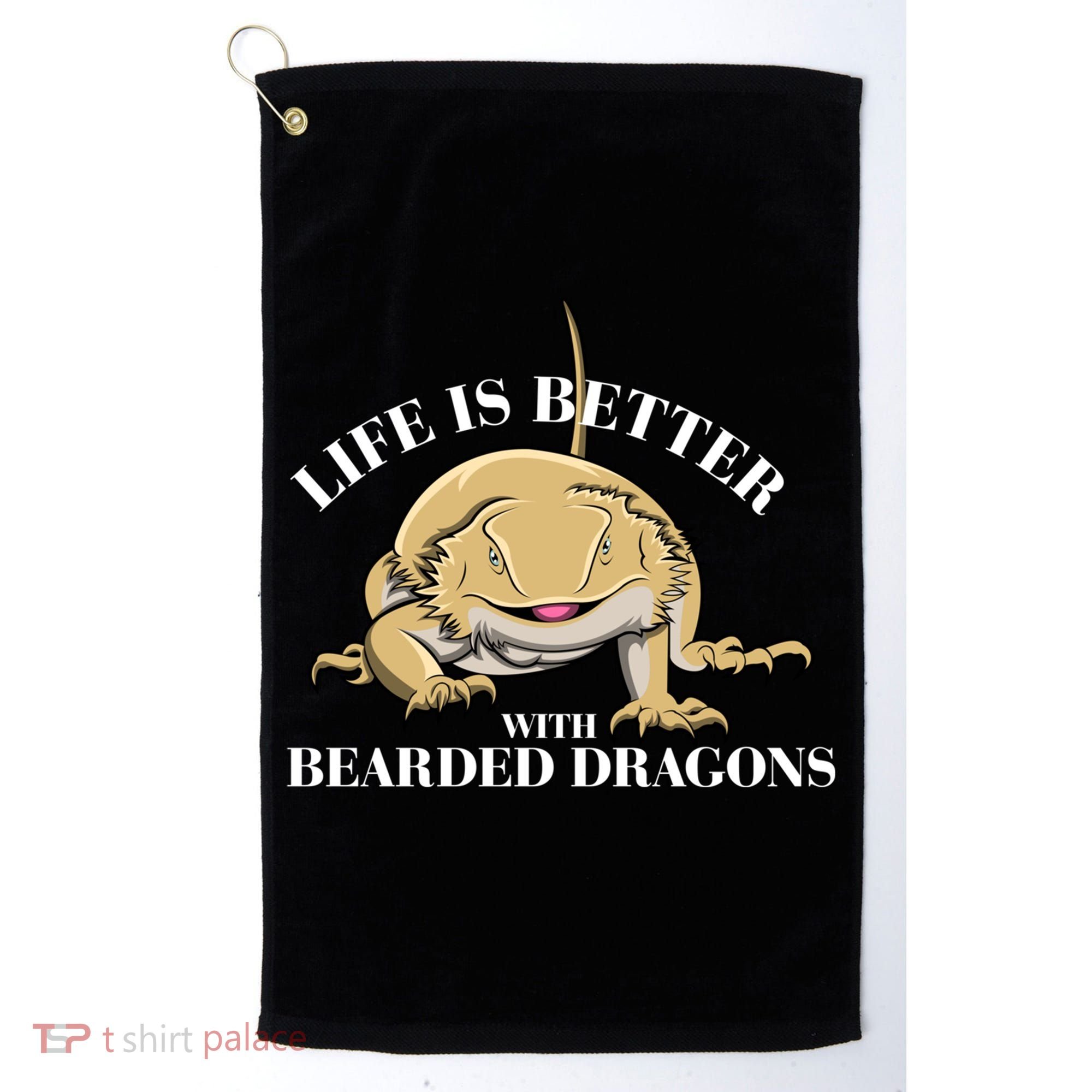 Life With Bearded Dragons Reptiles Lizard Gift Golf Towel