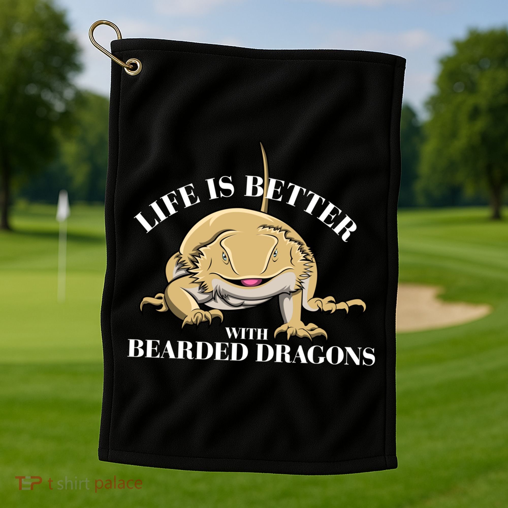 Life With Bearded Dragons Reptiles Lizard Gift Golf Towel