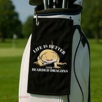 Life With Bearded Dragons Reptiles Lizard Gift Golf Towel thumb 2