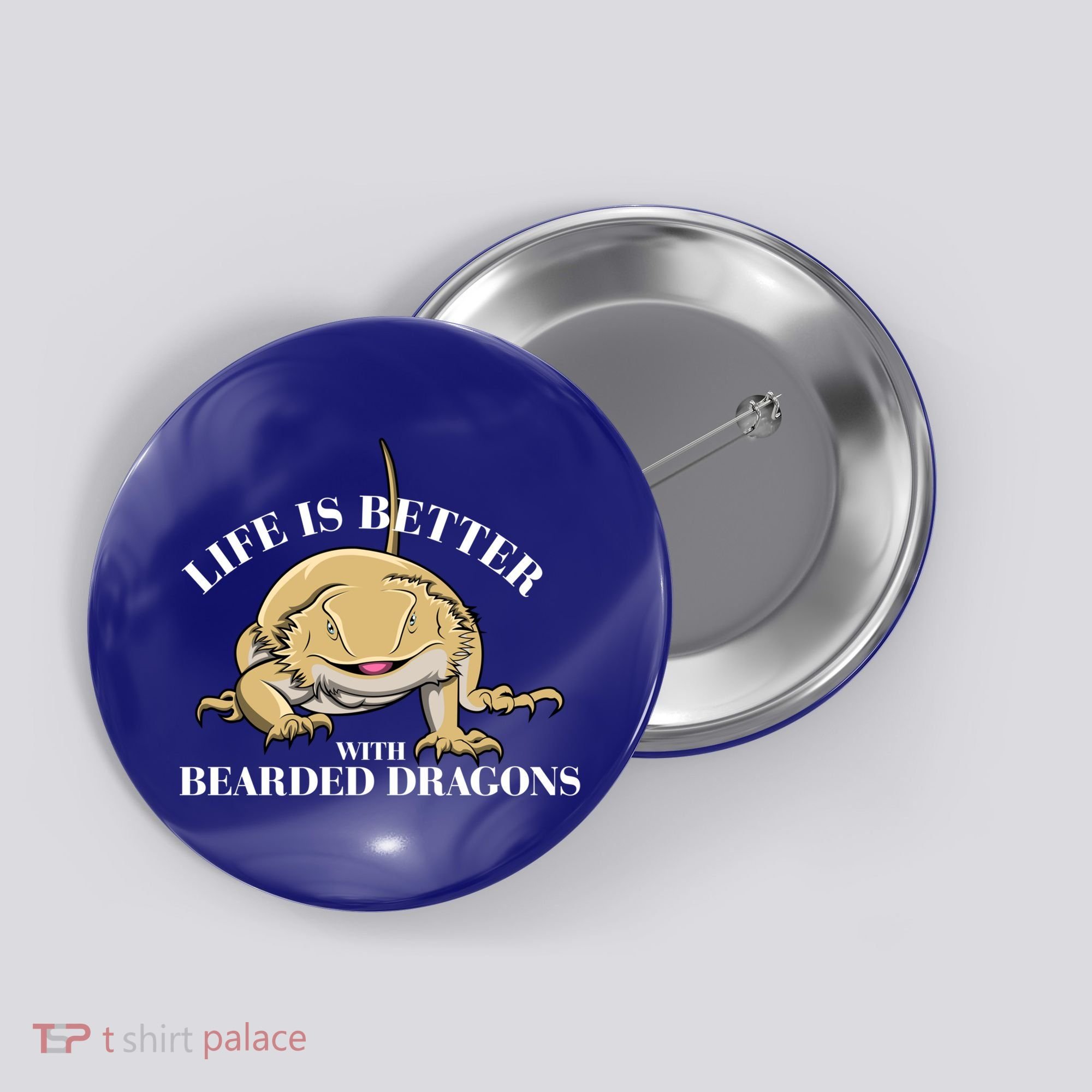 Life With Bearded Dragons Reptiles Lizard Gift Button