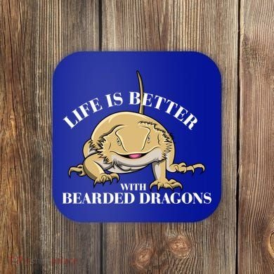Life With Bearded Dragons Reptiles Lizard Gift Coaster