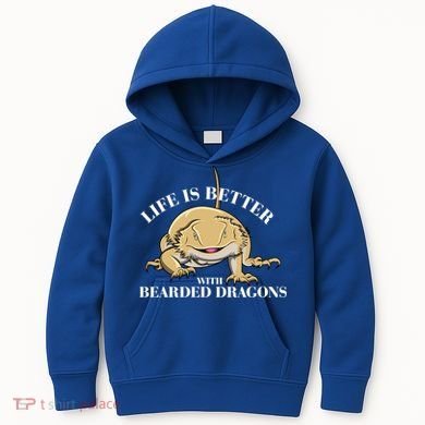 Life With Bearded Dragons Reptiles Lizard Gift Kids Hoodie