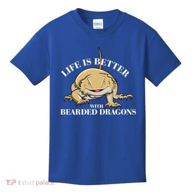 Life With Bearded Dragons Reptiles Lizard Gift Kids T-Shirt