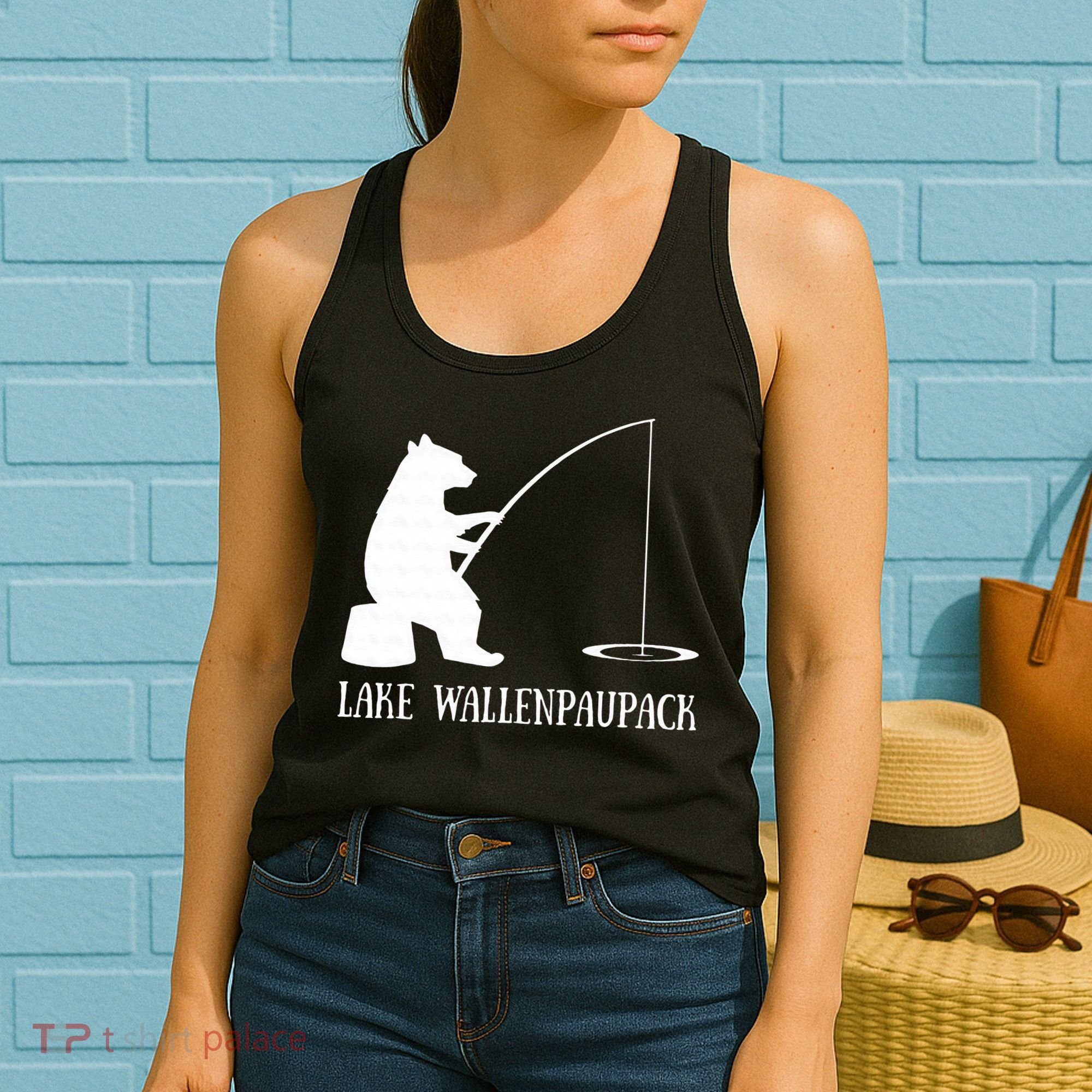 Lake Wallenpaupack Bear Fishing Pennsylvania Gift Women's Tank Top