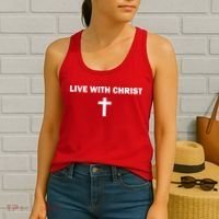 Live With Christ Faith Christian Believe In Jesus Women's Tank Top thumb 2