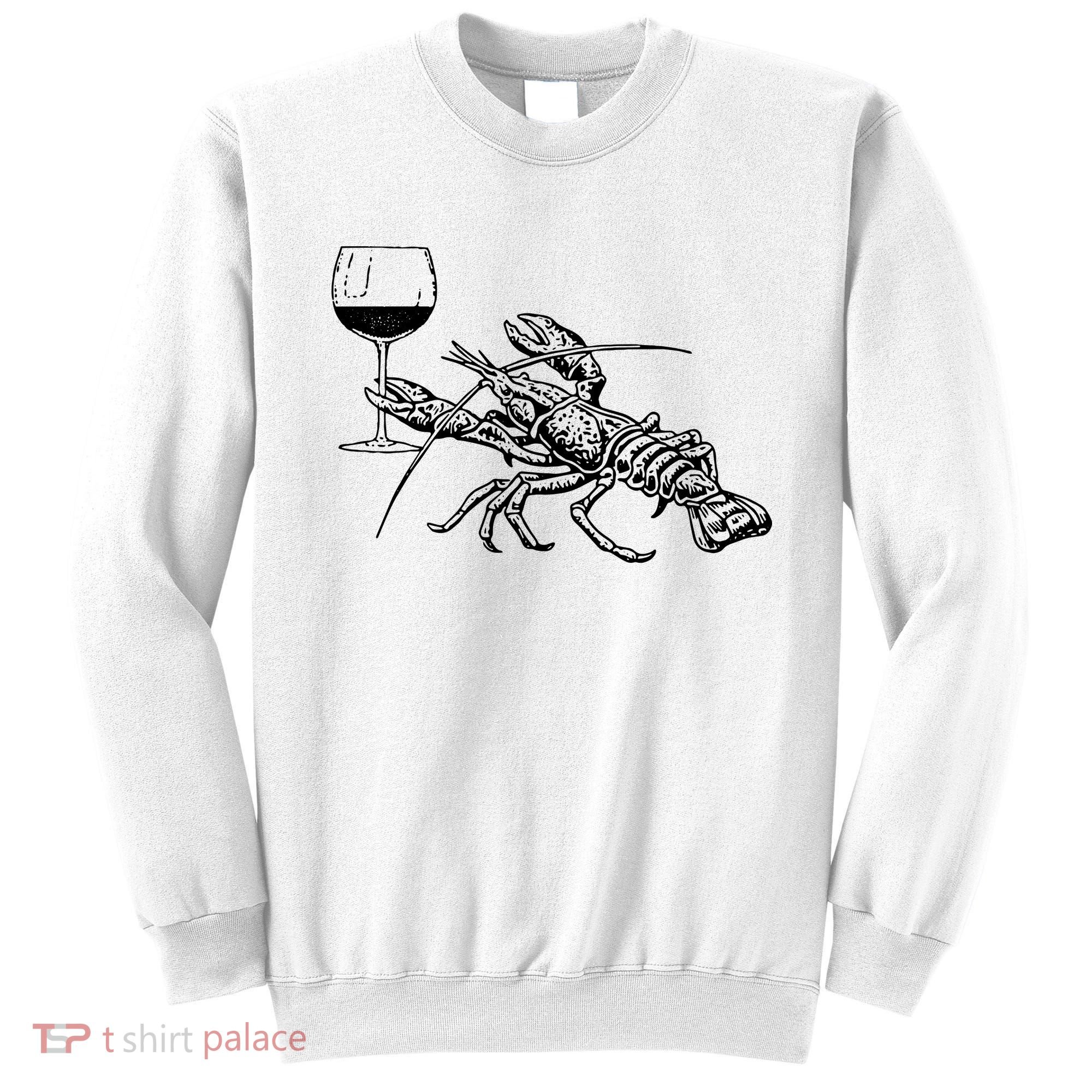 Lobster Wine Drinking Shirts Funny Beach Cruise Vacation Gift Sweatshirt