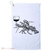 Lobster Wine Drinking Shirts Funny Beach Cruise Vacation Gift Golf Towel thumb 0