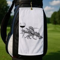 Lobster Wine Drinking Shirts Funny Beach Cruise Vacation Gift Golf Towel thumb 2