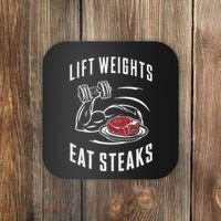 Lift Weights Eat Steaks Coaster thumb 0