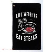 Lift Weights Eat Steaks Golf Towel thumb 0