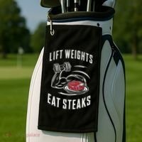 Lift Weights Eat Steaks Golf Towel thumb 2