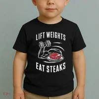 Lift Weights Eat Steaks Toddler T-Shirt thumb 2