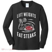 Lift Weights Eat Steaks Kids Long Sleeve Shirt thumb 0