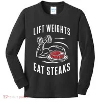 Lift Weights Eat Steaks Kids Long Sleeve Shirt thumb 0