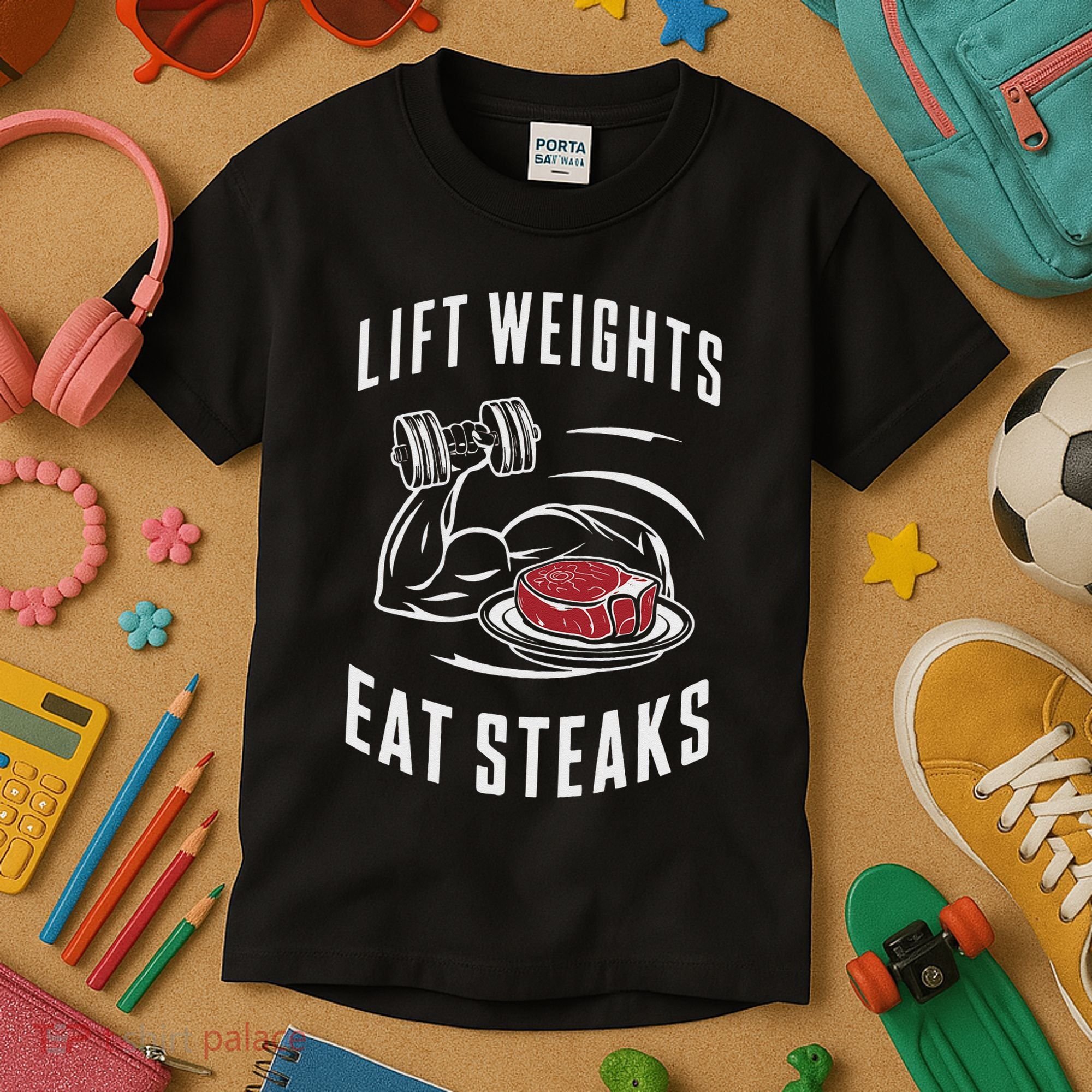 Lift Weights Eat Steaks Kids T-Shirt