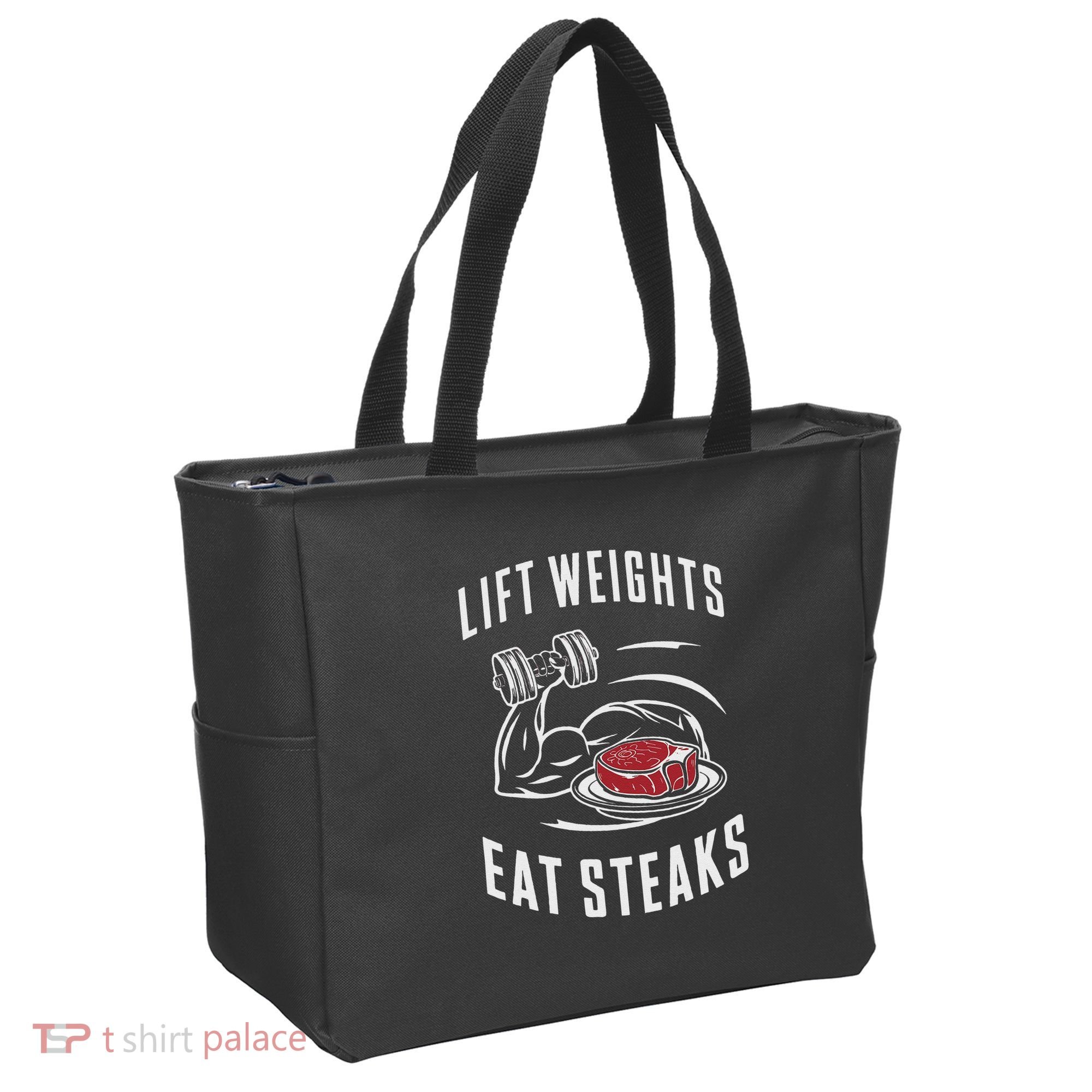 Lift Weights Eat Steaks Tote Bag