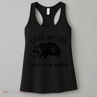 Live Weird Fake Your Death Cool Graphic Awesome Opossum Women's Tank Top thumb 3