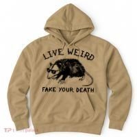 Live Weird Fake Your Death Cool Graphic Awesome Opossum Hoodie thumb 0