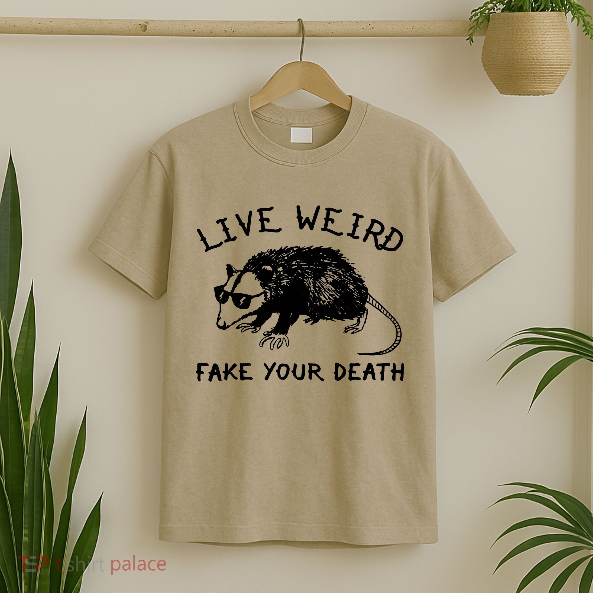 Live Weird Fake Your Death Cool Graphic Awesome Opossum T-Shirt