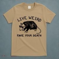 Live Weird Fake Your Death Cool Graphic Awesome Opossum T-Shirt thumb 5