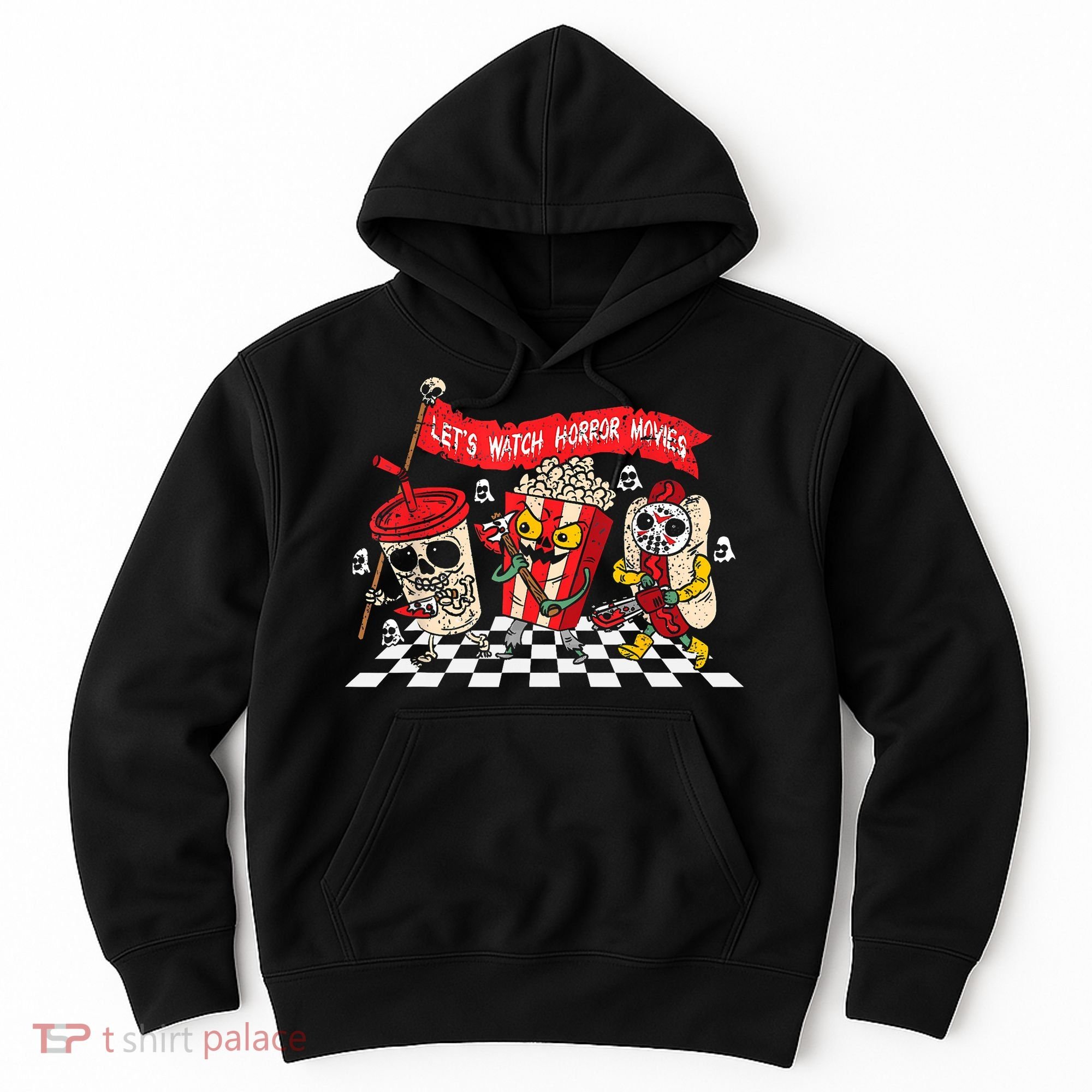 Lets Watch Horror Movies Halloween Funny Ghost Skeleton Hoodie