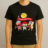 Lets Watch Horror Movies Halloween Funny Ghost Skeleton T-Shirt thumb 3