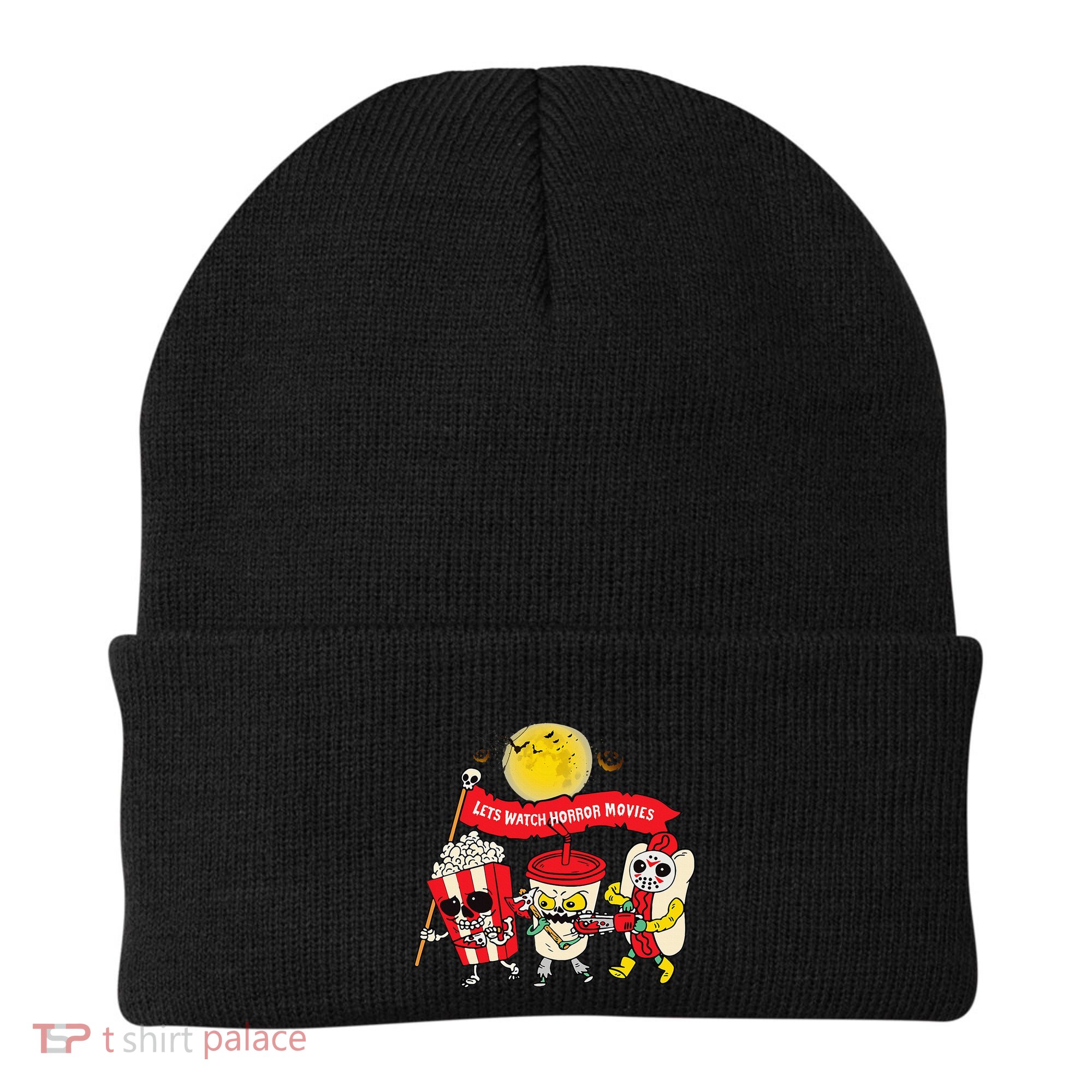 Lets Watch Horror Movies Halloween Funny Ghost Skeleton Beanie