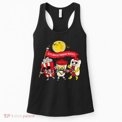 Lets Watch Horror Movies Halloween Funny Ghost Skeleton Women's Tank Top