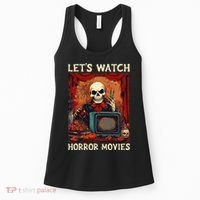 Lets Watch Horror Movies Gothic Halloween Skeleton Women's Tank Top thumb 0